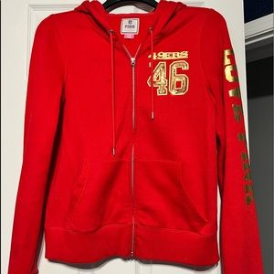 VS pink- 49ers red zip up hoodie